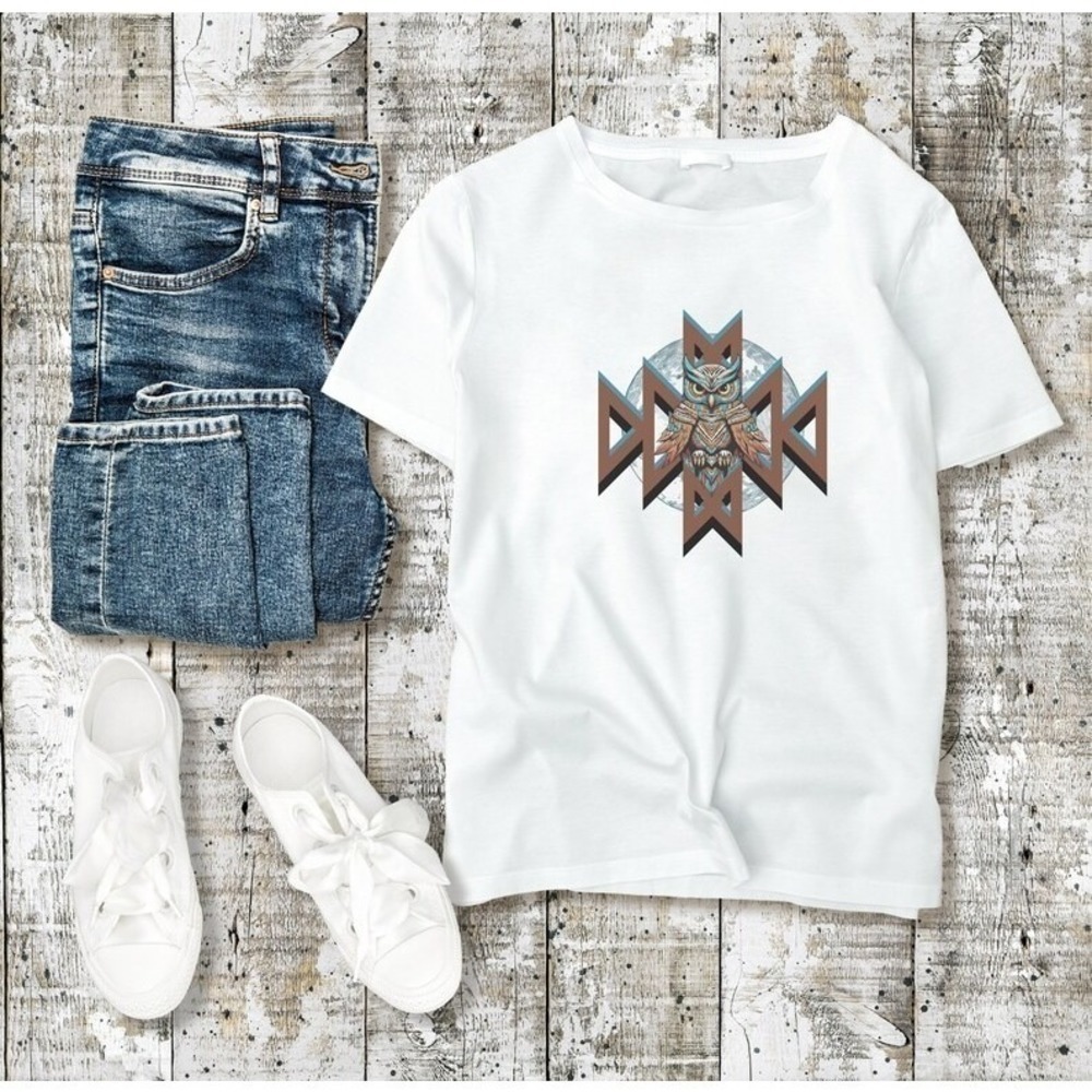Tribal Owl Animal Spirit Nature Art Graphic T-Shirt